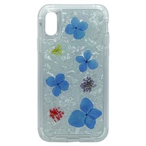 for iPhone X/Xs Pressed Real Dried Flower Case LIGHT BLUE - £6.84 GBP