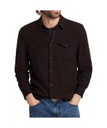 John Varvatos Men&#39;s Marshall Western Flannel Shirt Snap Front Solid Choc... - £87.66 GBP