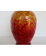 Vintage red white &amp; yellow cased glass floral pattern vase  - £19.65 GBP