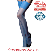 Blue Stockings Sheer With Deep Welt  - NEW Fast delivery - $7.69