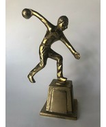 Vintage Bowling Trophy 8&quot; Brass Figure Mid-Century 60s Stand Alone  - £58.92 GBP