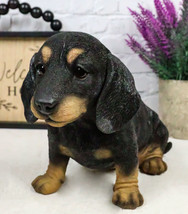 Realistic Black And Tan Dachshund Puppy Statue 8&quot;L Schnitzel Sausage Wiener Dog - £22.90 GBP