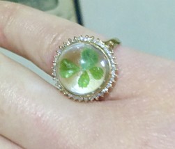 18k Diamonds Halo Four Leaf Clover POOLS OF LIGHT ROCK CRYSTAL ORB Domed... - $78,004.16 MXN