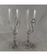 Dary Rees Original Glass Metal Wine Champagne Glass Valentines Heart set... - $54.14 CAD