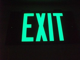 Vintage Exit Sign Glow in the Dark Red Metal 15 x 8 Jessup Mfg 7011 Lot ... - £46.91 GBP