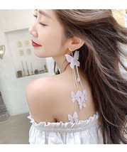 Butterfly earrings fashion exaggerated long white bohemian tassel party ... - £6.25 GBP