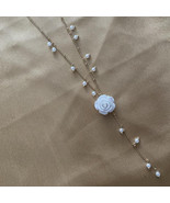 Pearl Rose Necklace| Rose Necklace| White Rose Necklace| Flower Necklace... - $13.99