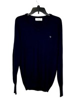 Vintage Christian Dior Men&#39;s Sweater Monsieur V-Neck Long Sleeve Blue Sz... - $34.64
