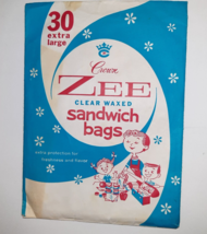 1961 Crown Zee Waxed Sandwich Bags Vintage MCM Original Packaging 1960s - £8.54 GBP