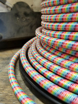 Rainbow cloth covered 3-Wire Round Cord, fabric paint Electric Power Cable - £1.32 GBP