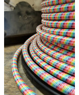 Rainbow cloth covered 3-Wire Round Cord, fabric paint Electric Power Cable - £1.30 GBP