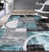 Gray 5&#39;3&quot; X 7&#39;3&quot; Soft Area Rug With Contemporary Abstract Circle Design From - £79.62 GBP