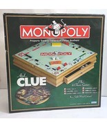 MONOPOLY, CLUE + 6 Classic Games in a Solid Wood Cabinet Chess Checkers ... - $128.44