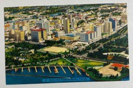 Aerial View of Miami,Florida Linen Postcard  - $11.68