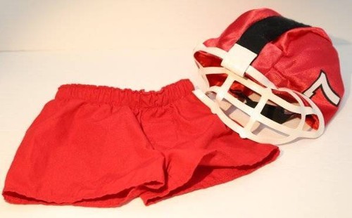 Build A Bear BAB Red Shorts &amp; Unbranded Football Helmet # 7 Plush-Clothing - $9.87