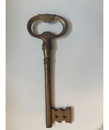 large almost 7&quot; long unique antique vintage brass skeleton key - $24.70