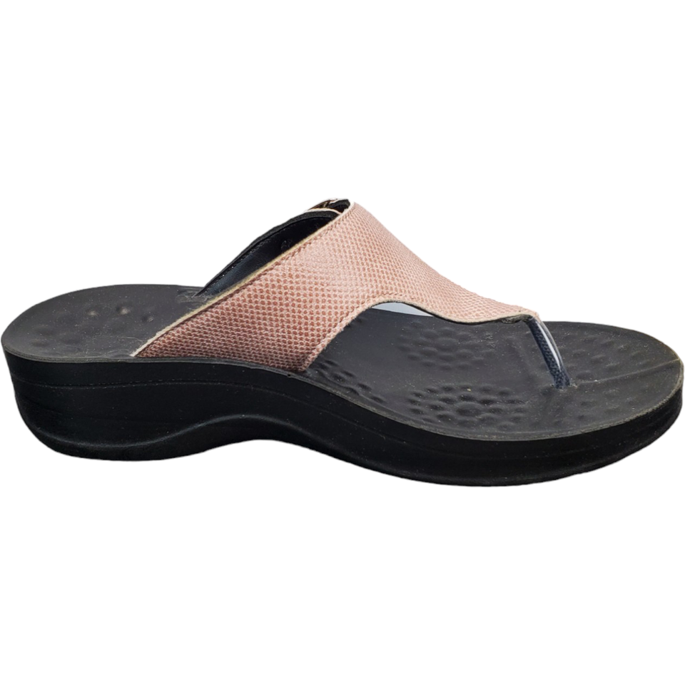 Aerothotic Flip Flop Sandal Women Size 37 Black Split Toe Supportive Rub... - $22.56