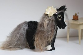 Black teddy horse/Black stallion/Stud/Collectible horse toy/Artistic teddy pony/ - £147.85 GBP
