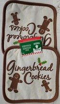 Set 2 Same Printed Kitchen Pot Holders (7&quot;x7&quot;) Christmas,Gingerbread Cookies, Ch - £6.18 GBP