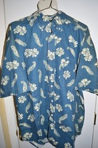 VTG Hawaiian Shirt Blue Hibiscus Paisley Pattern Club Room Men&#39;s Large - £8.42 GBP