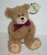 First &amp; Main Scraggles Baby Teddy Bear Purple Bow Curly Tan Plush 1924 S... - $19.35