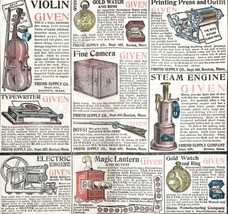 Toy Page Violin Camera Guns 1908 Advertisement Tinted Woodcut Printing DWCC14 - £31.59 GBP