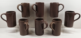 8 Pottery Barn Studio Cocoa Mugs Set Barbara Eigen Brown Handled Coffee Cups Lot - $98.67