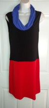 Papillon Blanc Red Black Blue Sleeveless Cowlneck Pullover Dress Size S/Petite - £11.01 GBP