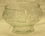 Jeannette Clear Glass Pedestal Punch Bowl  Apple Peach Pear Grapes Vinta... - $49.49