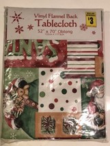 Vinyl Flannel Back Tablecloth Christmas Santa Claus 52”x70” Oblong ODS2 - £10.31 GBP