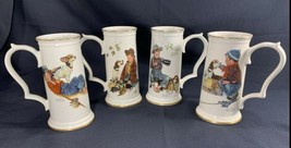 4 GORHAM Norman Rockwell Four Seasons Collection Mug SET 1958 Boy and Do... - £27.50 GBP