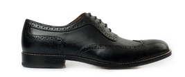 Handmade Men Black Wing Tip Lace Up Custom Genuine Real Leather Shoes US 7-16 - £110.26 GBP