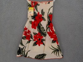 Favant Girls Butterfly Dress SZ 10 Cream Red Hibiscus Palm Elastic Front... - $14.99