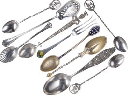 Collection Victorian Sterling Enamel/Novelty serving spoons and forks - $254.68