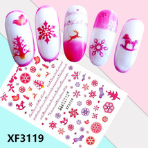 Nail Art 3D Decal Stickers deer snowflake candle crown Christmas tree XF... - £2.54 GBP