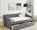 Twin Size Daybed With Double Storage Drawers, Upholstered Sofa Bed, Wood... - $591.99