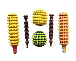 Acupressure Wooden Foot Roller Hand Massager Karela Ball Roller For Body Stress - £14.94 GBP