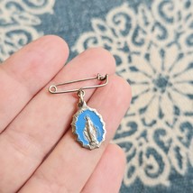 Vintage Miraculous Medal Virgin Mary Medallion Lapel Brooch Pin - $24.99