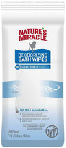 Natures Miracle Deodorizing Bath Wipes for Dogs, Clean Breeze Scent, Skin &amp; Coat - £7.01 GBP