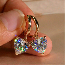 4Ct Heart Cut Sparkle VVS1 Diamond Drop &amp; Dangle Earrings 14K Rose Gold Finish - £71.21 GBP
