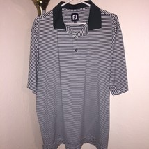 Mens FootJoy Pine Green/White Striped Golf Polo Shirt Sz Large - £34.95 GBP