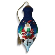 Ne'Qwa Art Santa Peddling Fun by Emma Leach Hand-painted Glass Ornament - £34.41 GBP