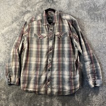 prAna Button Up Shirt Mens Extra Large XL Plaid Longsleeve Pockets Flann... - $8.49