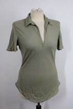 Vtg 90s Banana Republic M Green Linen Short Sleeve Collared Pullover Shirt Top - £21.26 GBP