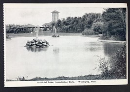 Vintage PC Winnipeg, Manitoba Canada Artificial Lake Assiniboine Park B&amp;W - $8.00