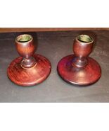 Pair of Vintage Wood Candlesticks Holders Small Short Set of 2 - $9.99