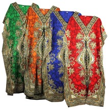 Long Kaftan Dress Hippy Boho Maxi Women Caftan Tunic Dress Red Blue Gree... - £25.45 GBP