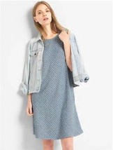 New GAP Women TENCEL Sleeveless Medium Blue Wash Clover Chambray Swing D... - £27.22 GBP