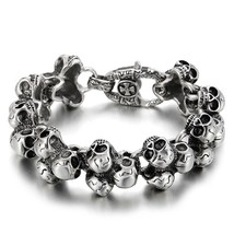 24mm Gothic Style Stacked Skull Accessory Chain Men&#39;s Bracelet Party Jewelry - £31.32 GBP