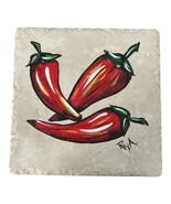 Hand Painted Italian Ceramic Tile Signed Raya Cerdomus Pepper Artwork 6 Inch - $22.50